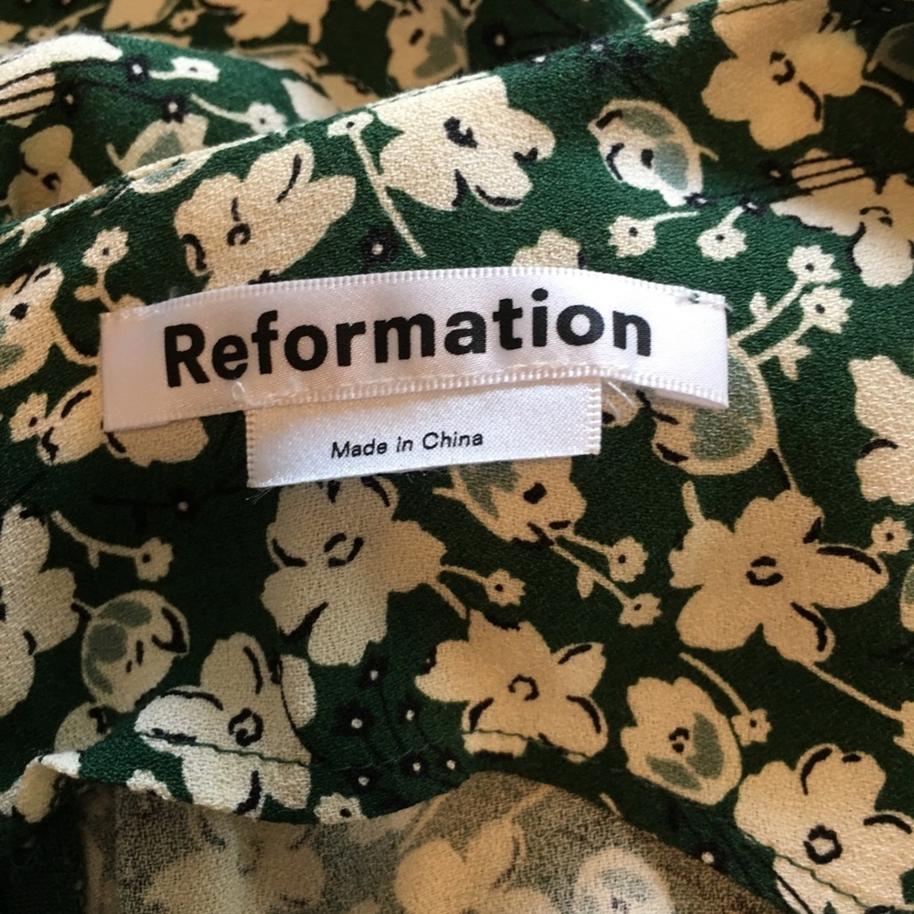 Reformation Wallflower Floral Green Long Sleeve Dress - Picture 8 of 10